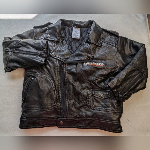 Harley Davidson Youth Jacket PU Size 4 Black Biker M-2 - Picture 12 of 16